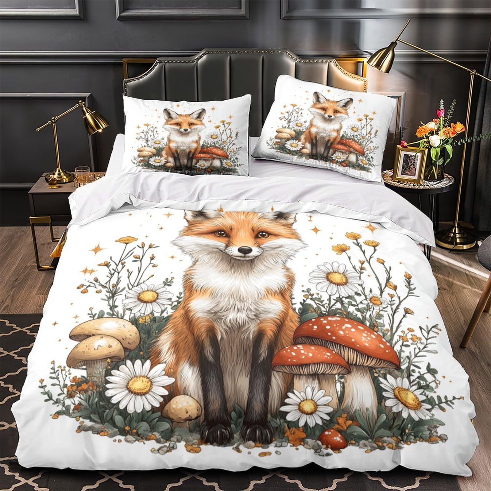 Parure de lit microfibre renard 3d de qualité supérieure douce et durable pour lit ado 140x200