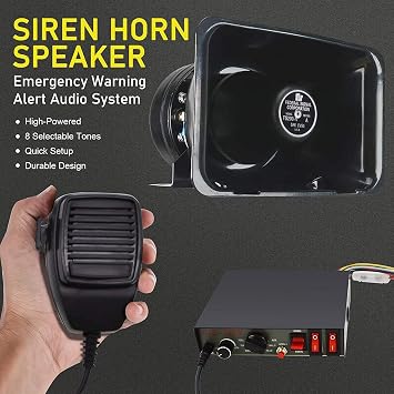 Police Siren Speaker - DC 12V 200w Car PA System kit with emergency siren horn Speaker loud 9 sound Wired Handheld Microphone Loudspeaker Emergency Siren Electronic For vehicles Truck UTV ATV