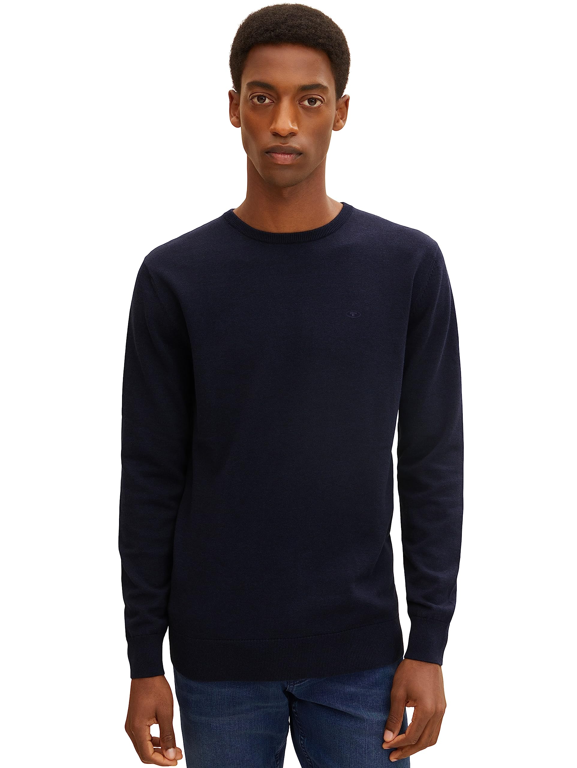 TOM TAILOR Herren 1012819 Basic Strickpullover Mit Crewneck, 13160 - Knitted Navy Melange, 3XL EU