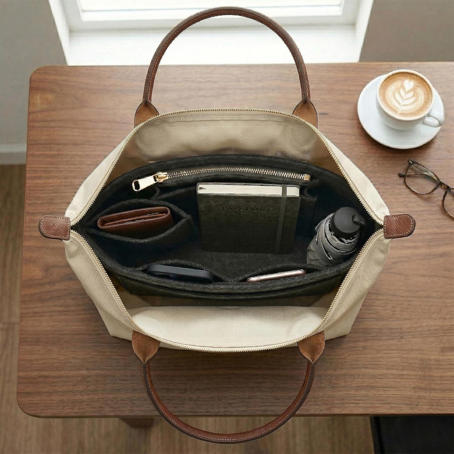 Bag Organiser Is Suitable for Longchamp le pliag-The Tote Bag Organiser Is Also for le pliag Organiser Insert. (White 1PC,L)