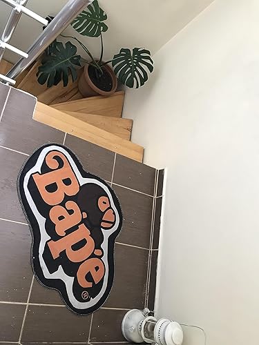 Miniatura 5 de Alfombra de decoración naranja, Escritura BAPE, 35 pulgadas de ancho x 23 pulgadas de largo (23.6 x 35.4 in) 2 x 3 pies, alfombra moderna de