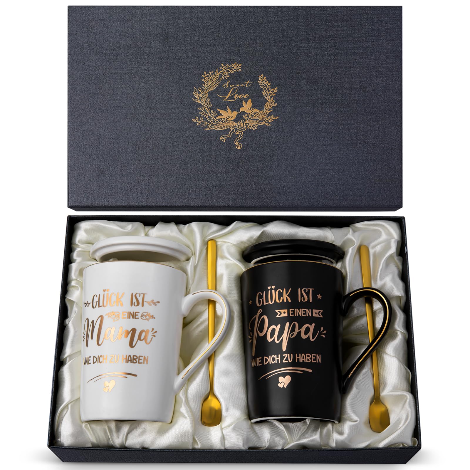Geschenk für Eltern, Mama und Papa Tassen, Jubiläum Geschenk Set für Eltern