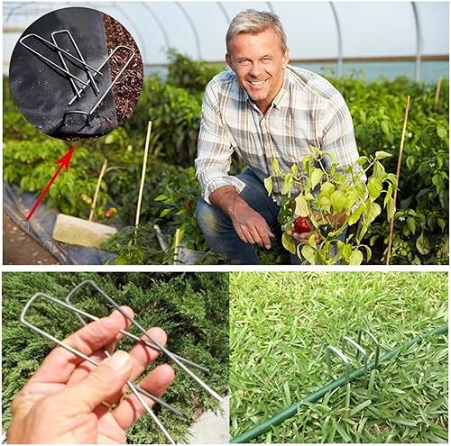 Miniatura 3 de Kenhihi 20 grapas de estacas de jardín + 20 juntas, grapas de paisaje de césped de 6 pulgadas, pasadores galvanizados en forma de U de calibre 11,