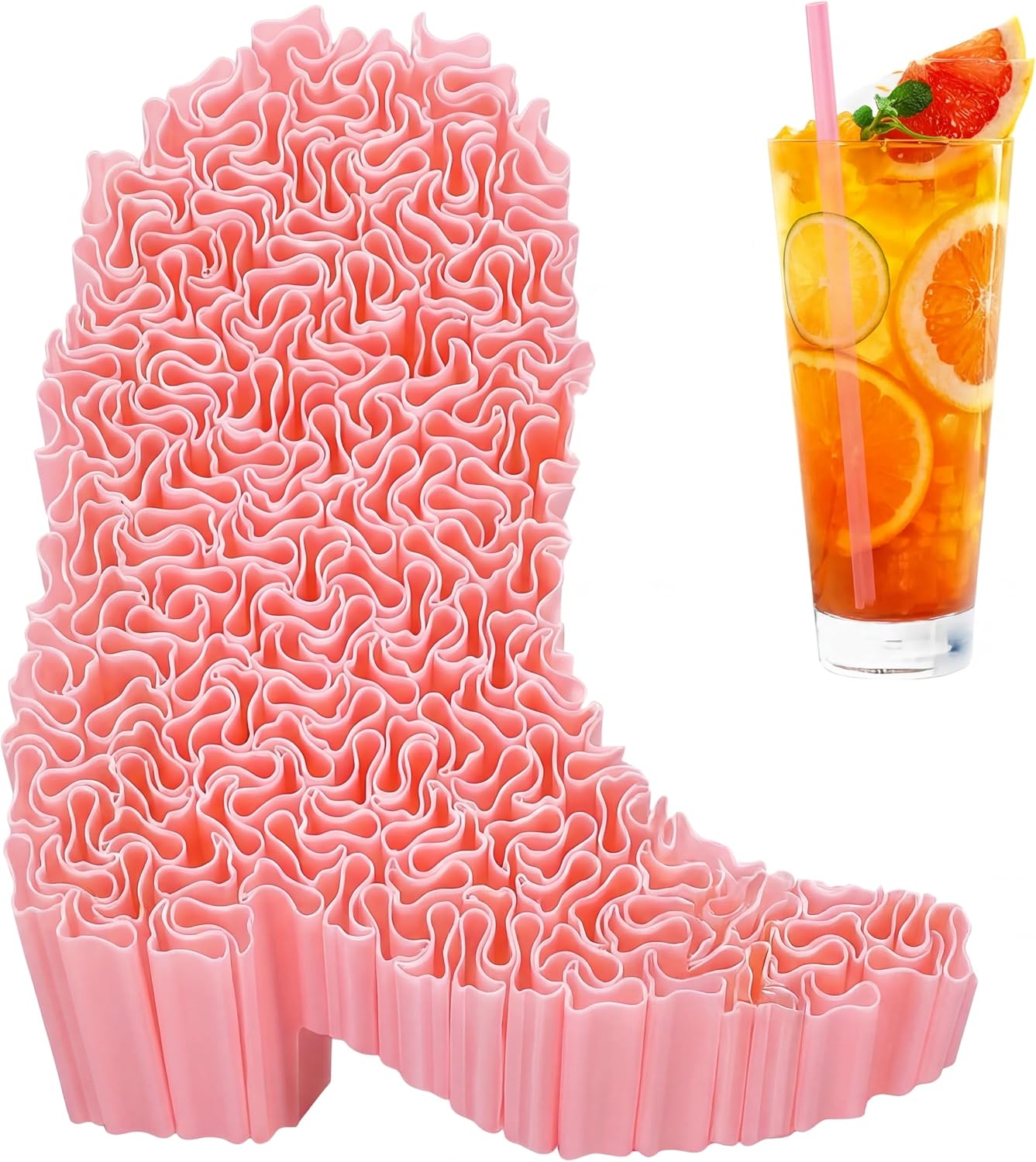 Pitillos plásticos rosa botas cowboy pack 50 miniatura 1