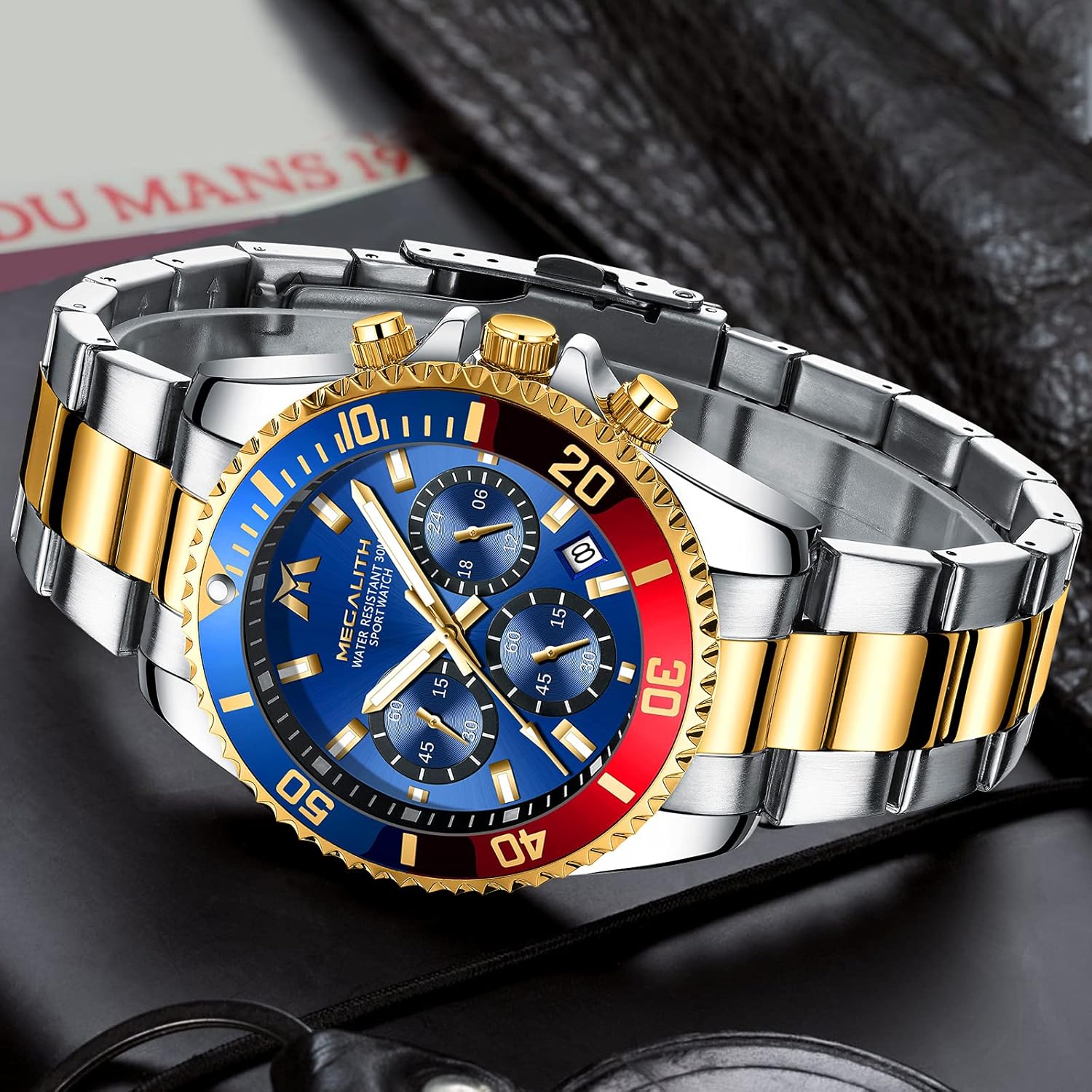 MEGALITH Orologio Uomo Acciaio Cronografo Orologi da Polso Grande Elegante Designer Orologio Impermeabile Uomo Luminosi Analogico al Quarzo Data, Moda Regali Uomo MEGALITH Orologio Uomo Acciaio Cronografo Orologi da Polso Grande Elegante Designer Orologio Impermeabile Uomo Luminosi Analogico al Quarzo Data, Moda Regali Uomo