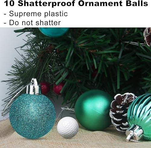 Vista 1073 de 18 esferas medianas decorativas navideñas para árbol de Navidad, inastillables, para colgar, color púrpura, 2.5 pulgadas, paquete de 18