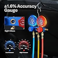 Vista 6 de VIVOHOME 110 V 1/3 HP 4 CFM - Juego de bomba aspiradora de paletas rotativas de una sola etapa y manómetro AC R134a, con bolsa de transporte