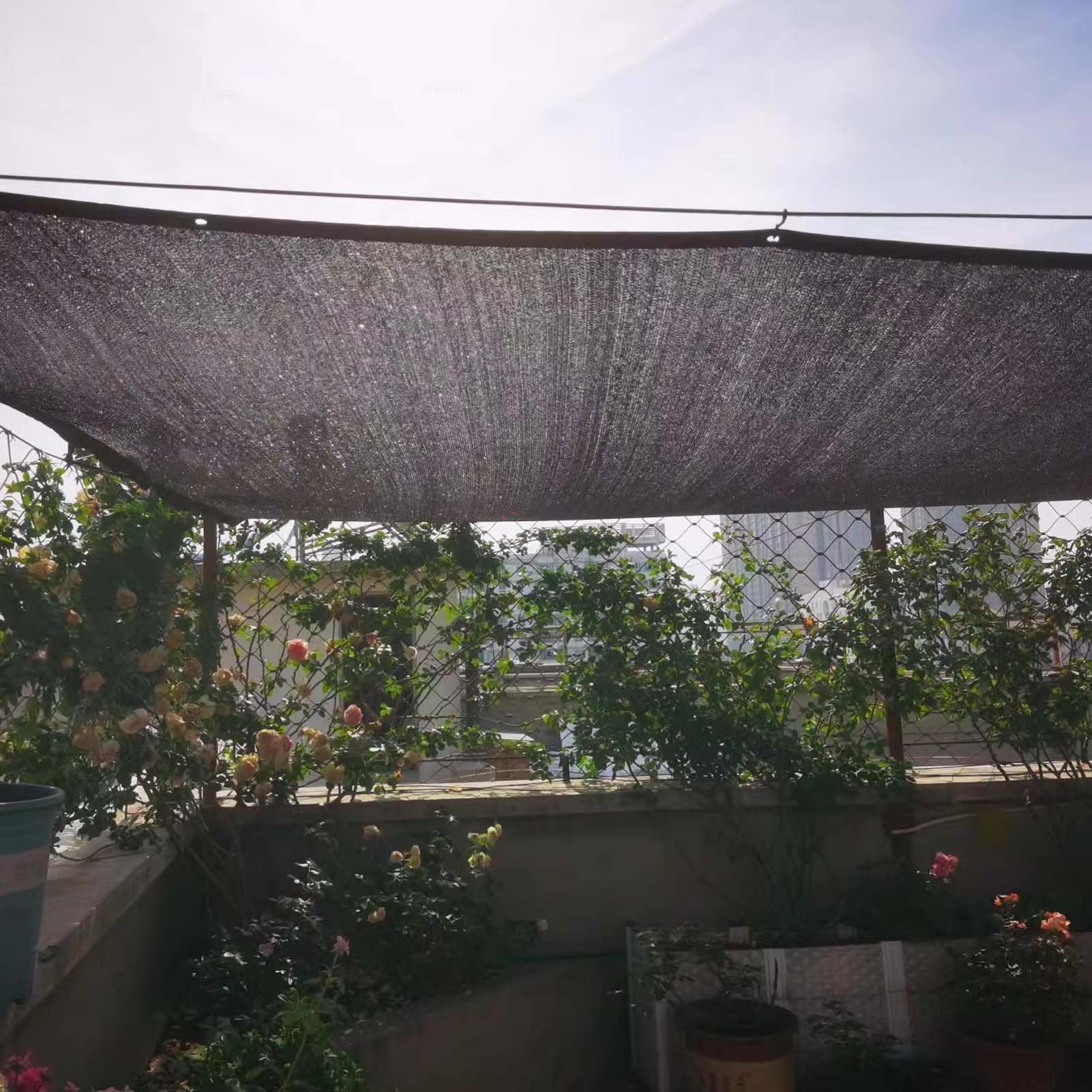 Tela de malla resistente a los rayos UV de 5 x 9 m para patio e invernadero, malla negra con ojales, ideal para protección de plantas y uso en exteriores