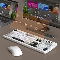 Vista 6 de MageGee V990 Combo de teclado y mouse inalámbricos cremosos, 99 teclas RGB retroiluminado recargable silencioso teclado para juegos, mouse óptico
