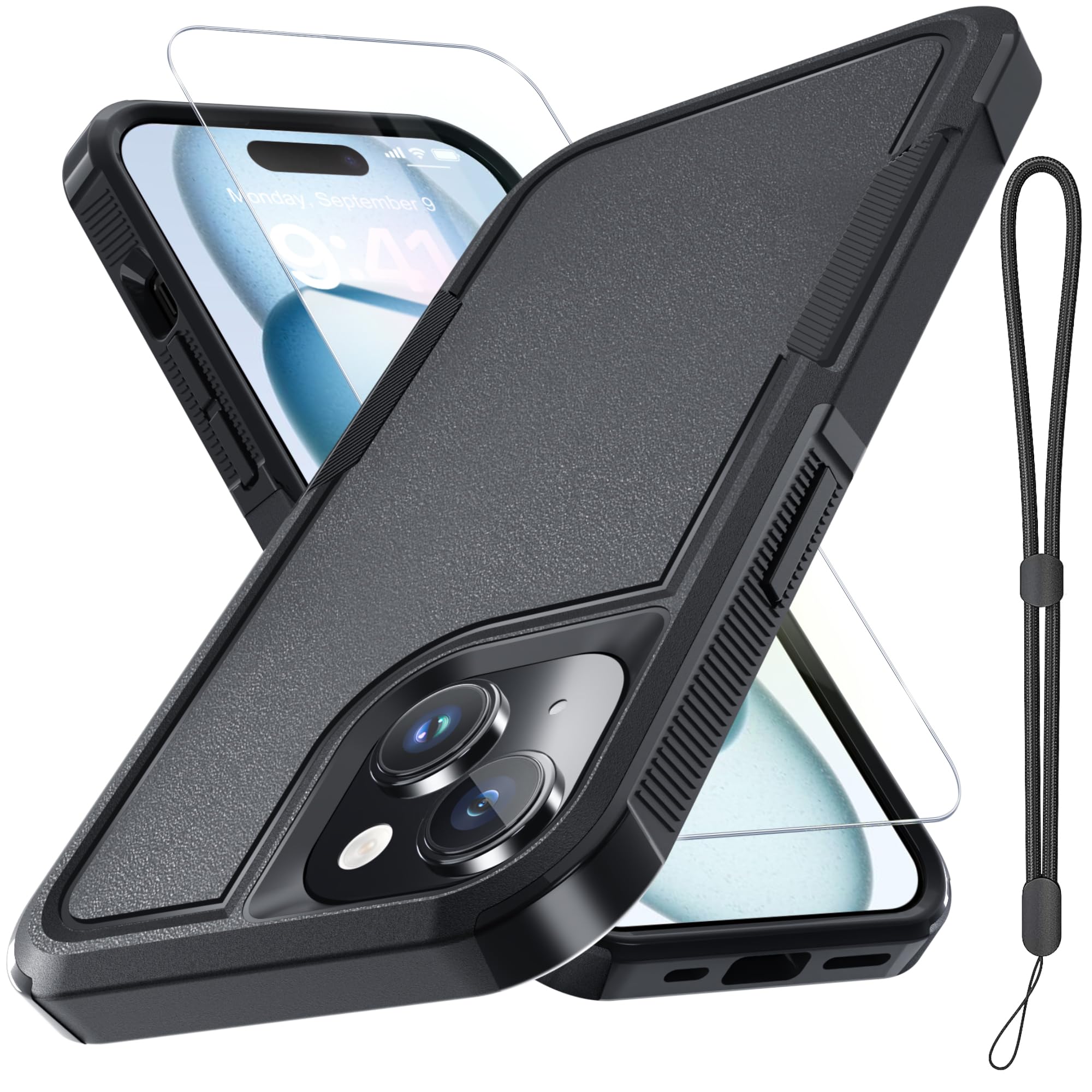 RMOCR Case For IPhone 15 Phone Cover With Screen Protector,Military