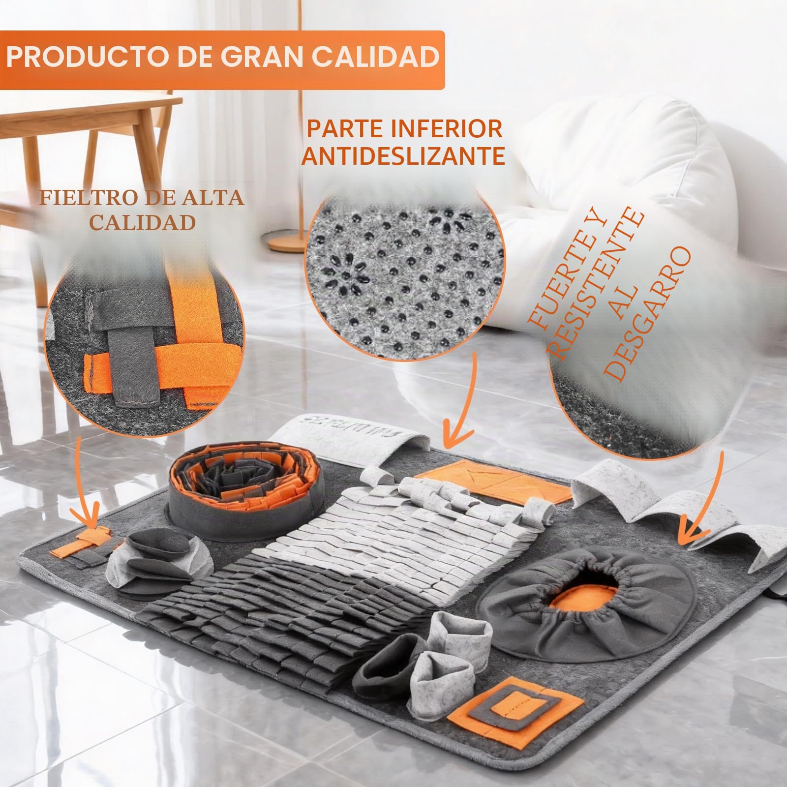 Alfombra para olfatear para perros – Juguete inteligente y juegos de búsqueda para el desarrollo mental, alfombra de fieltro resistente, resistente a desgarros, parte inferior antideslizante, 66 x 43