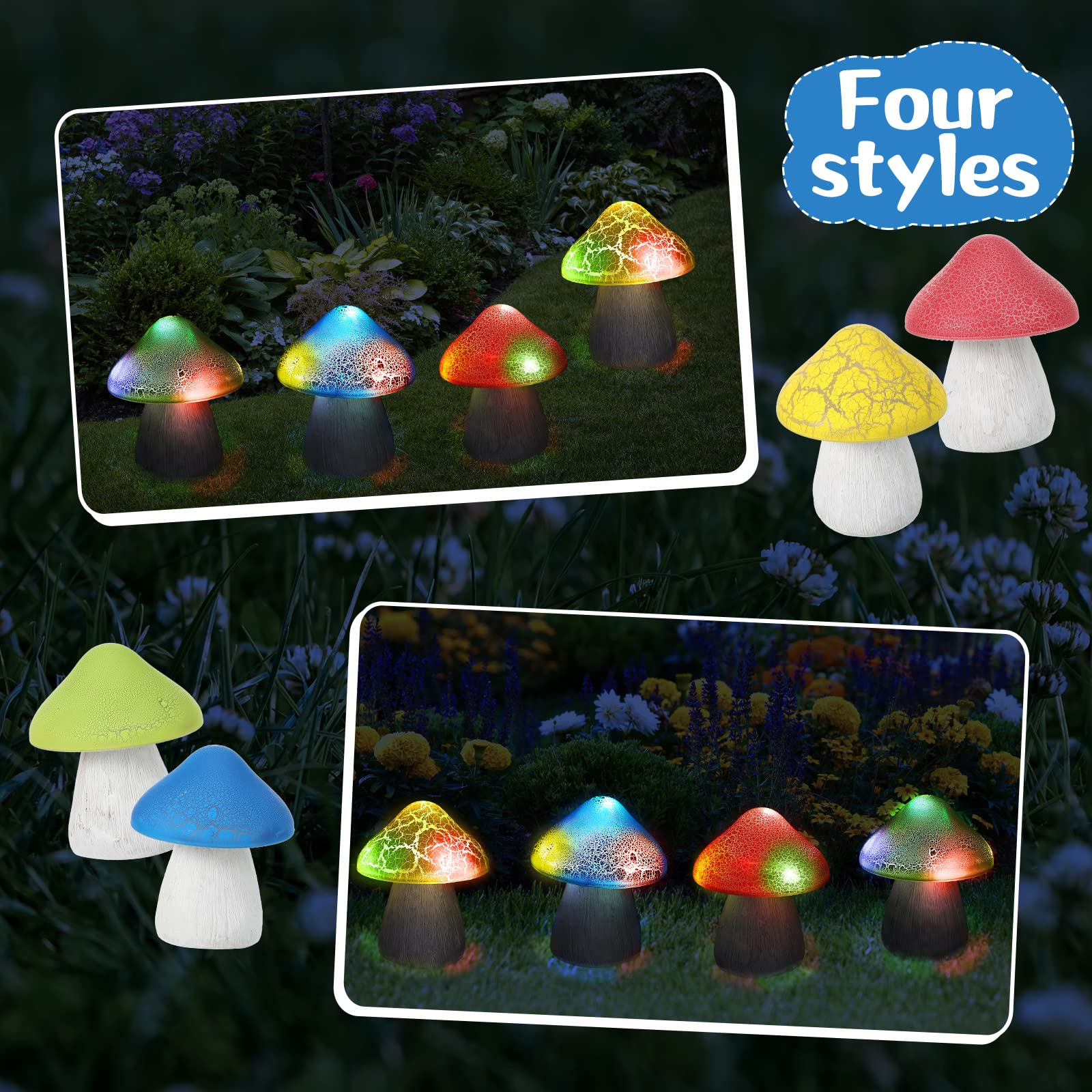 mushroomページ Macarrie 4 Pieces Solar Mushroom Lights Outdoor Garden Decor
