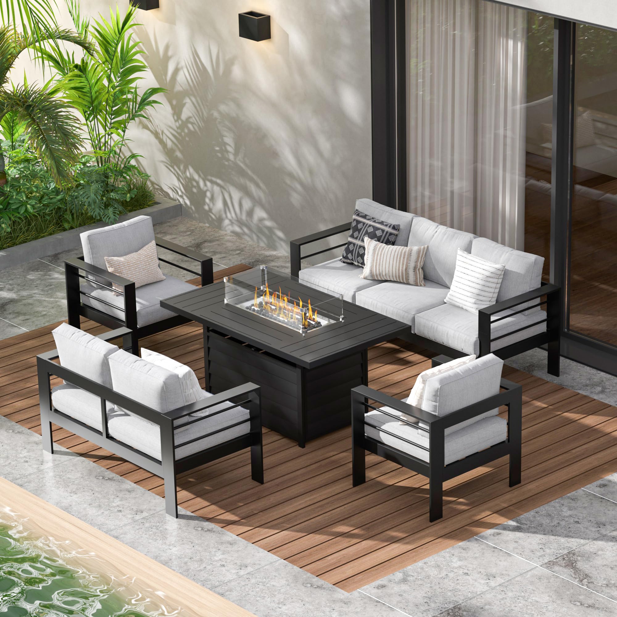 Amazon.com: Wisteria Lane Aluminum Patio Furniture Set, 7