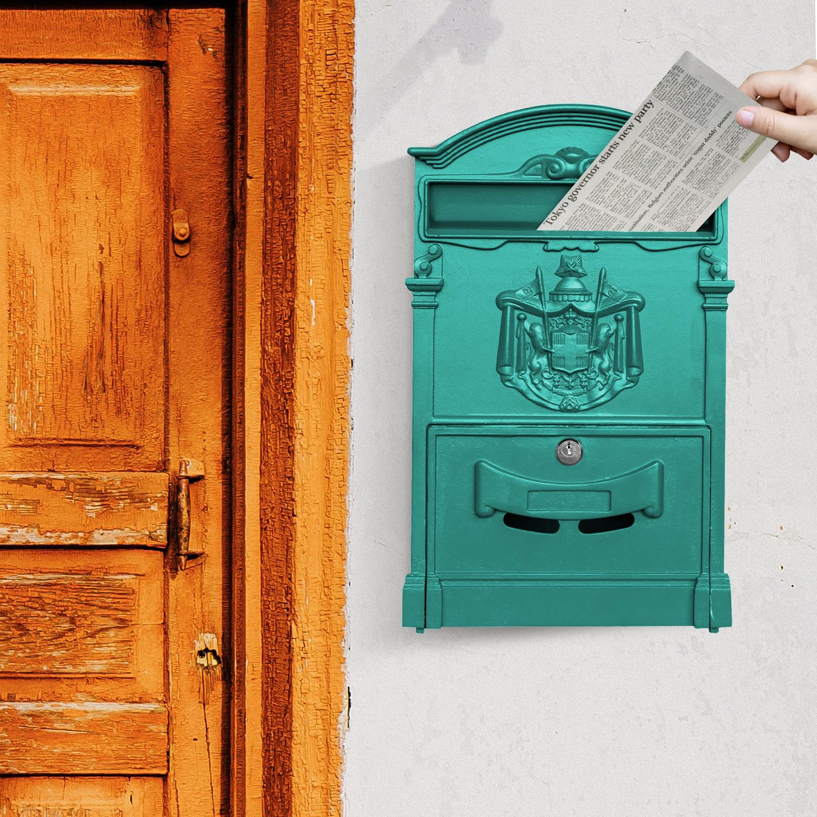 Snapklik.com : Xhlokk Vintage Wall-Mount Locking Mailbox For House ...