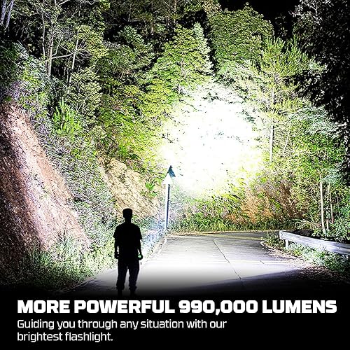 Miniatura 2 de azamine Linternas recargables 990000 lúmenes altos linterna LED súper brillante con 5 modos, IPX7 impermeable potente luz de flash para acampar