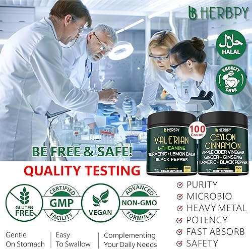 Miniatura 5 de Paquete de suplemento de raíz de valeriana 5 en 1, 5150 mg y 6 en 1, suplementos de canela de Ceilán de primera calidad, 7550 mg, apoya la noche