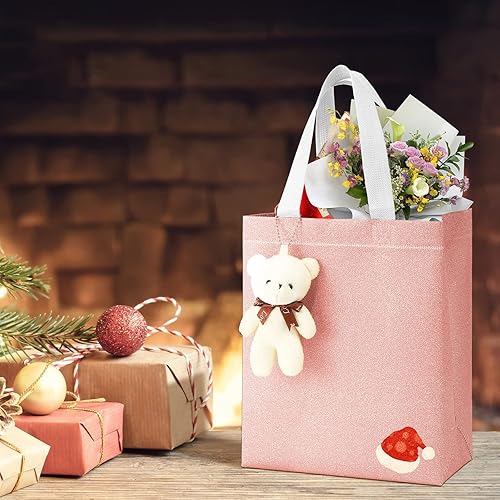 Miniatura 6 de Woanger Paquete de 48 bolsas de regalo reutilizables con asas, bolsas de purpurina a granel, bolsas de regalo no tejidas para bodas, cumpleaños,
