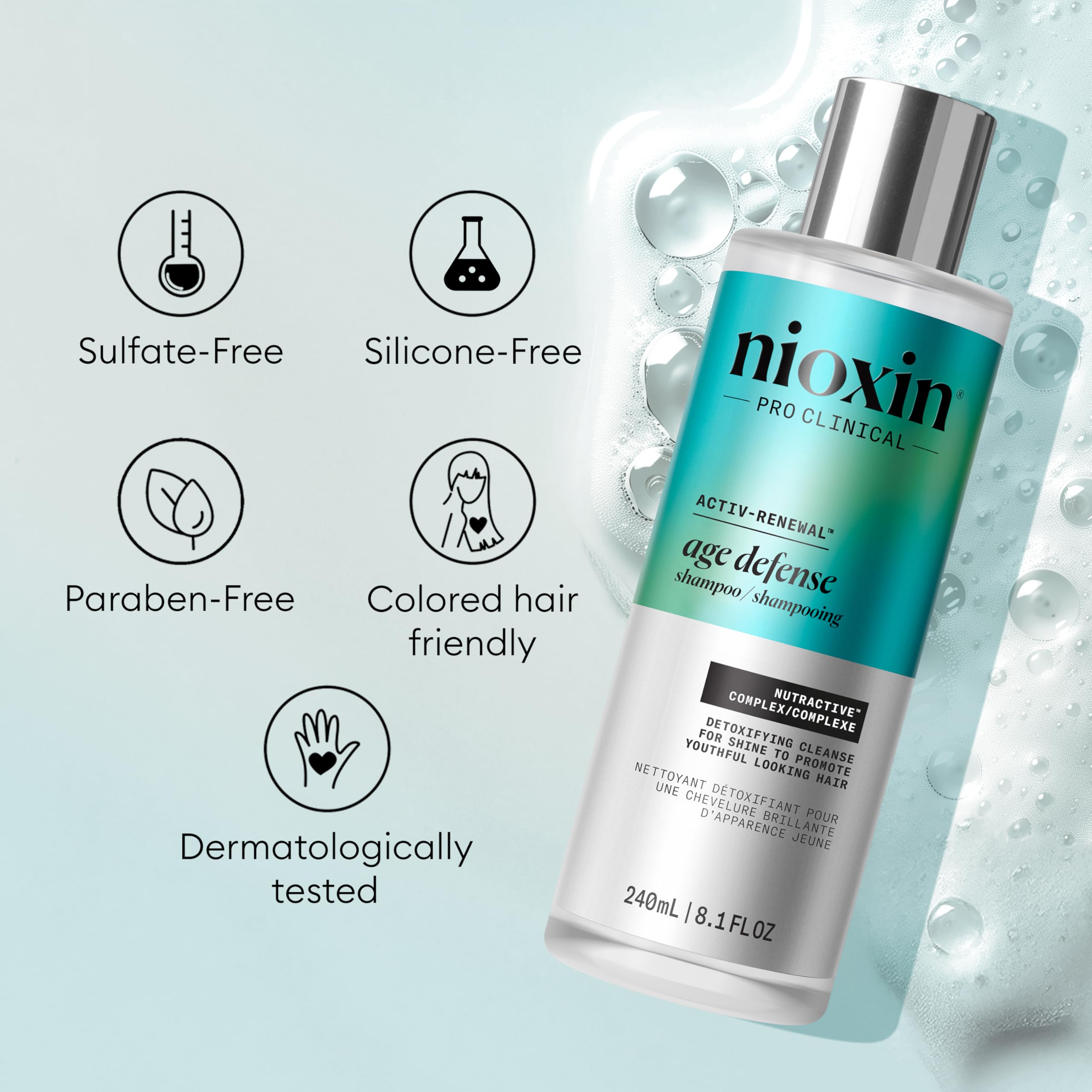 Nioxin Age Defense Shampoo for Aging Hair | Detox Scalp Cleanser with Niacinamide | Deeply Cleanses & Purifies Scalp & Hair | Paraben, Sulfate & Silicone-Free | Daily Use
