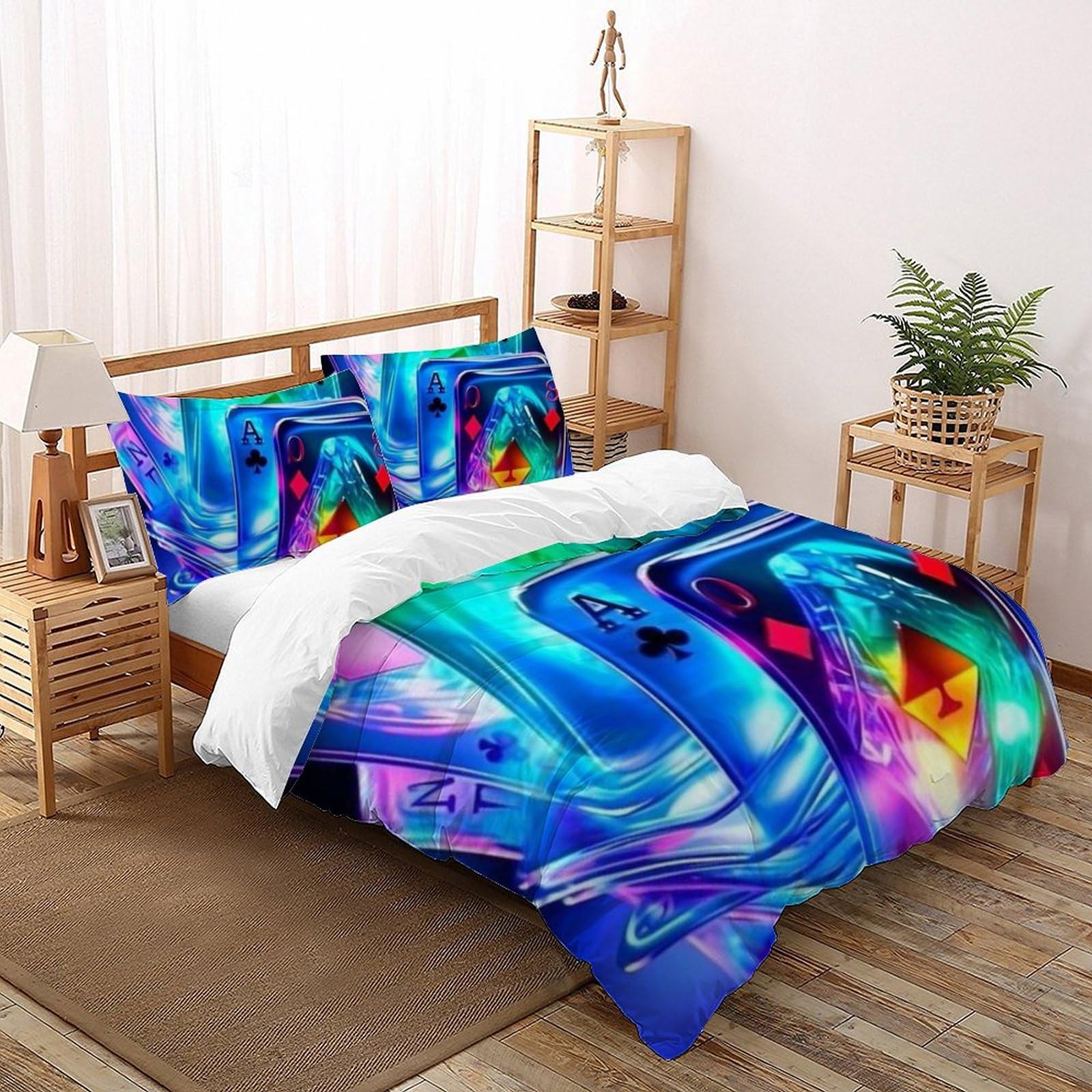 Housse de couette Flash Poker en pur coton | Parure de lit 3D de qualité supérieure