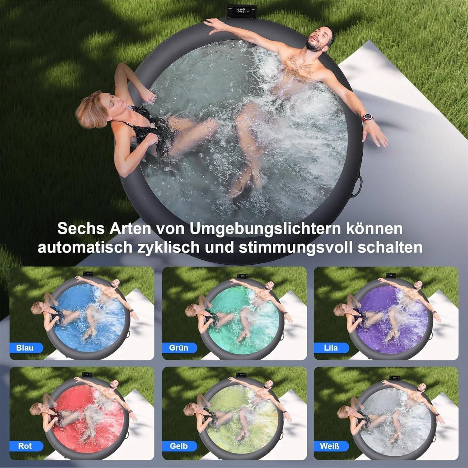 Jacuzzis Portátil para Exteriores 2-4 Personas | Spa De Hidromasaje Inflable De 183 X 71 Cm Con 150 Chorros De Aire; Spa Para Exteriores Con Filtro Y Cubierta Aislante