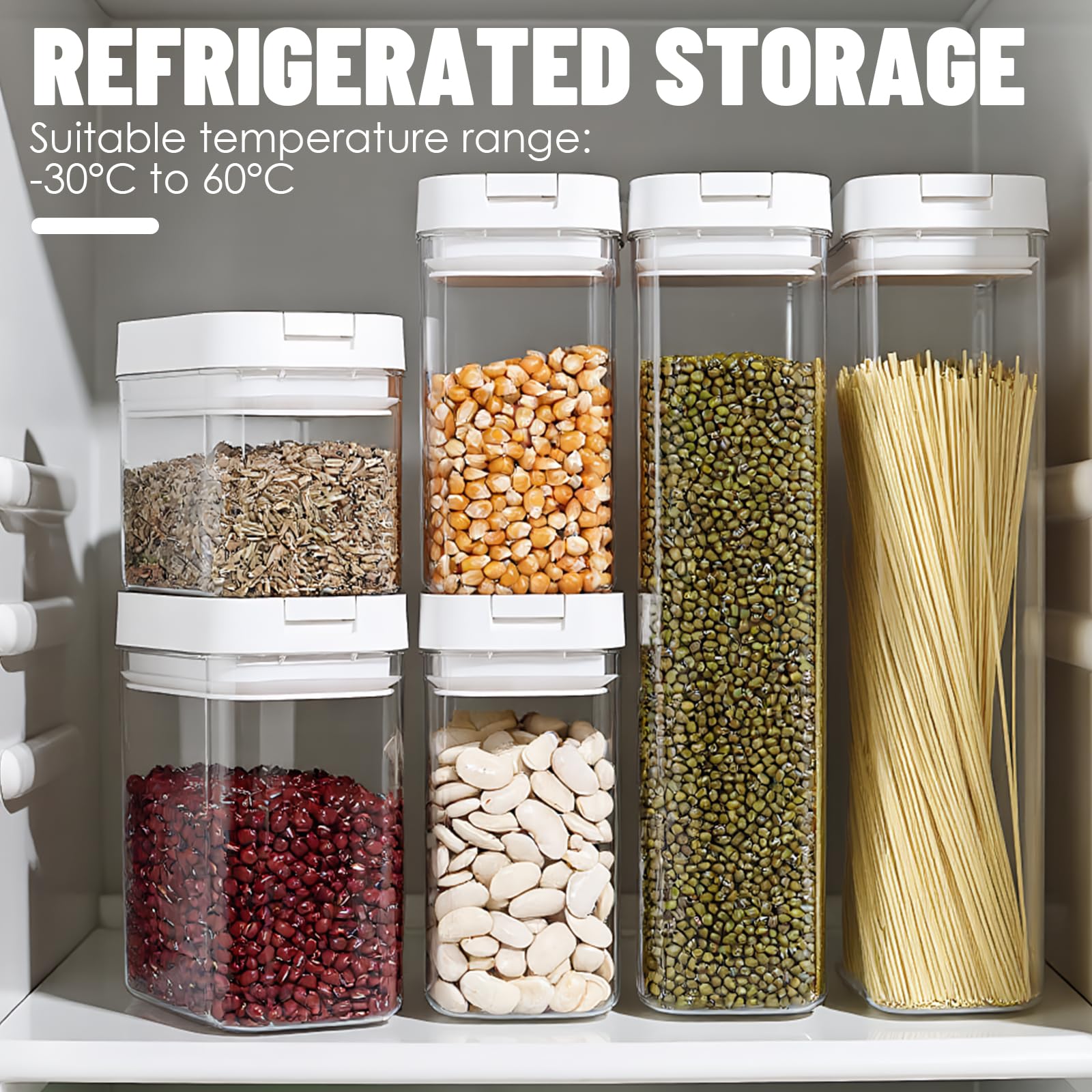 4 Contenitori Ermetici per Alimenti, Barattoli Cucina in Plastica Trasparente Senza BPA, Scatola Porta Alimenti Secchi per Pasta, Riso, Cereali, Farina, Legumi