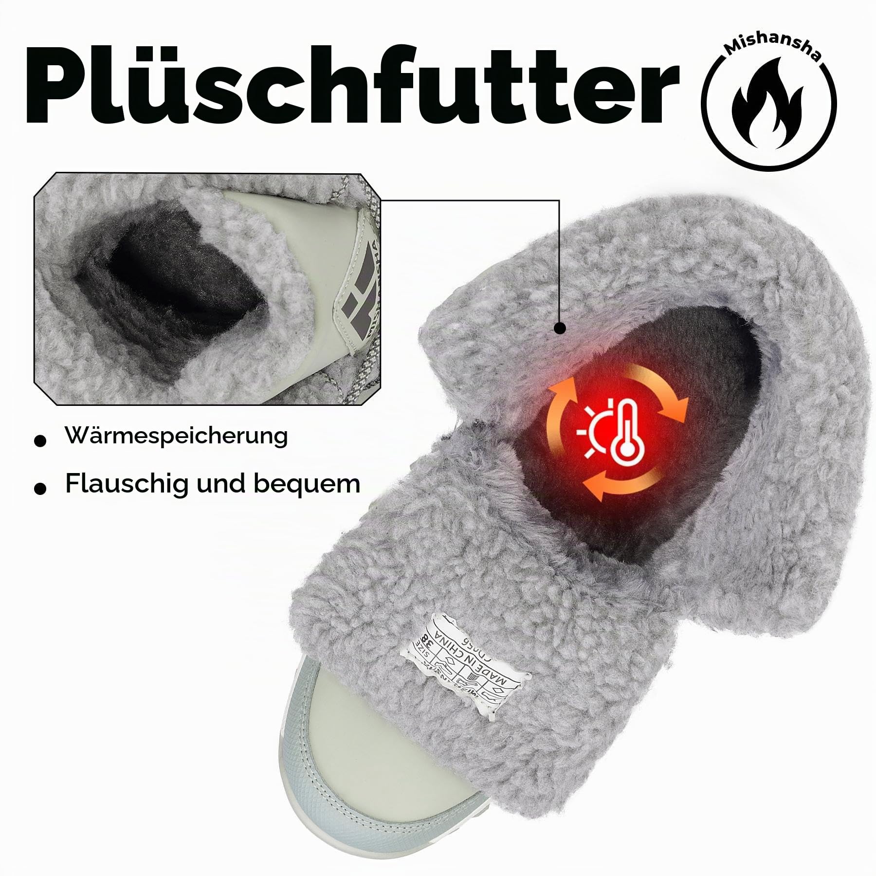 Mishansha Winterstiefel Damen Gefüttert Winter Warme Gr.36-42 | Winterschuhe,Bequeme,Rutschfeste,Leicht,Schneestiefel,Schneeschuhe,Wander Trekking