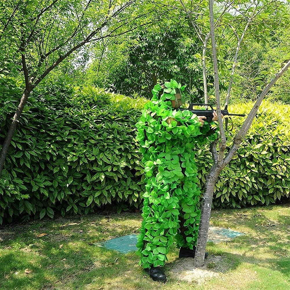 Chillers 3D Leaf Ghillie Anzug, Camouflage Woodland Hunting Geely Suits Camo Outfit Sniper Kostüm für Männer, Jäger, Sniper Airsoft und Paintball Fotografie oder Halloween