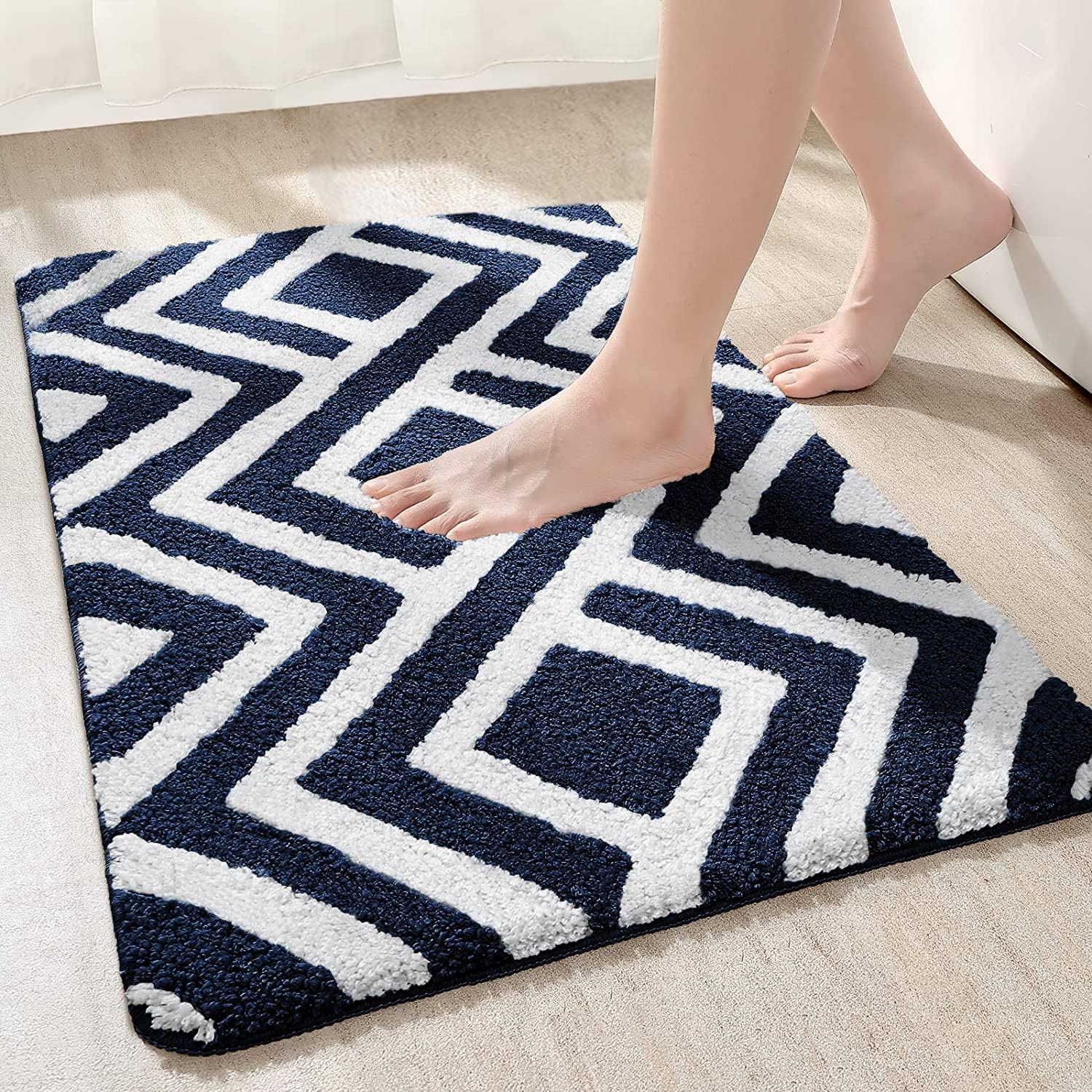 Egyptian Super Soft (40x60 cm) Microfibre Solid 2000 GSM Bath Mat Super Absorbent Anti Skid Door Mats for Home/Bathroom/Bedroom/Kitchen/Floor Mat (Blue) Pack of 1