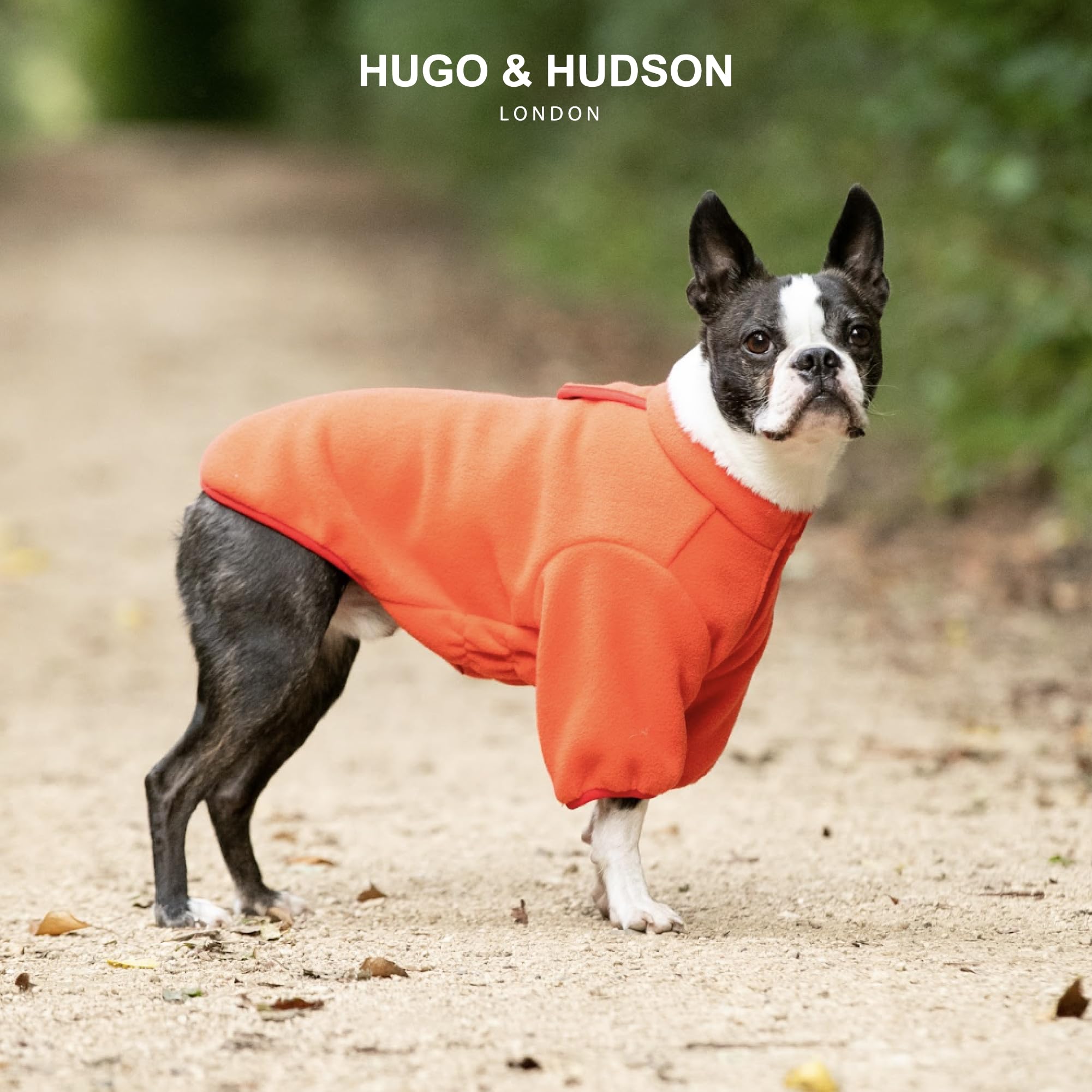 HUGO & HUDSON Outdoor Fleece Dog Jacket Windproof Warm Winter Coat with Lead Hole, Orange, L55 - Image 2