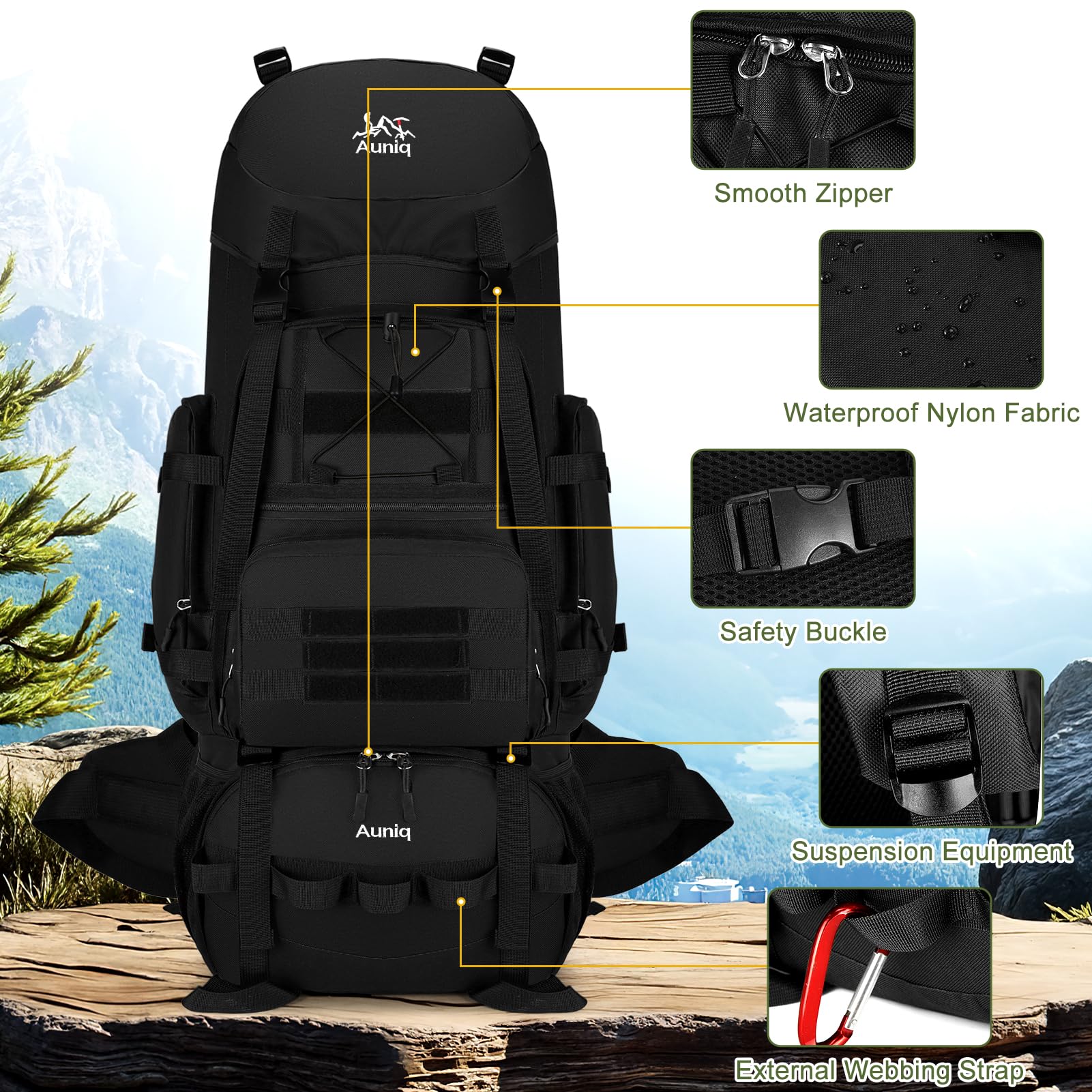 Mochila de Senderismo de 100 litros, Mochila de viaje Impermeable Mochila Outdoor Mochila de camping para Hombres Mujeres Escalada Montañismo Excursionismo Ciclismo Deportivo
