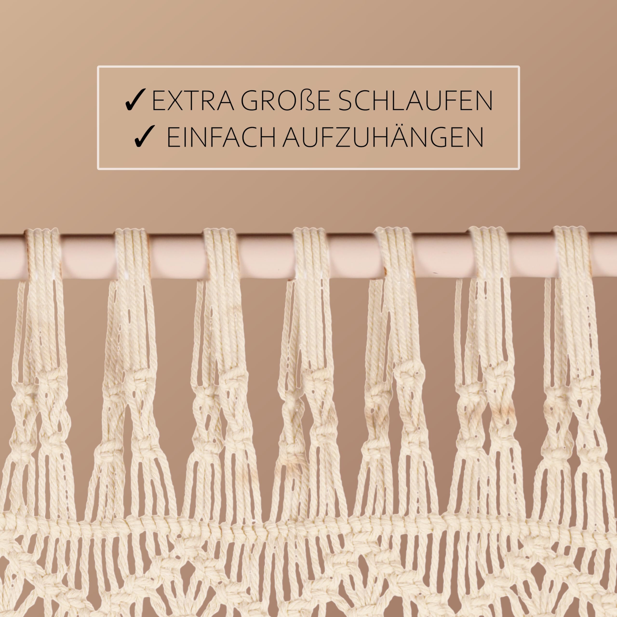 Cozyor Makramee Boho Vorhang Türvorhang Fenstervorhang 132x200cm als Raumtrenner, Wandbehang & Deko beige, für Traubogen, Hochzeit, Wohnzimmer, Balkon Handmade