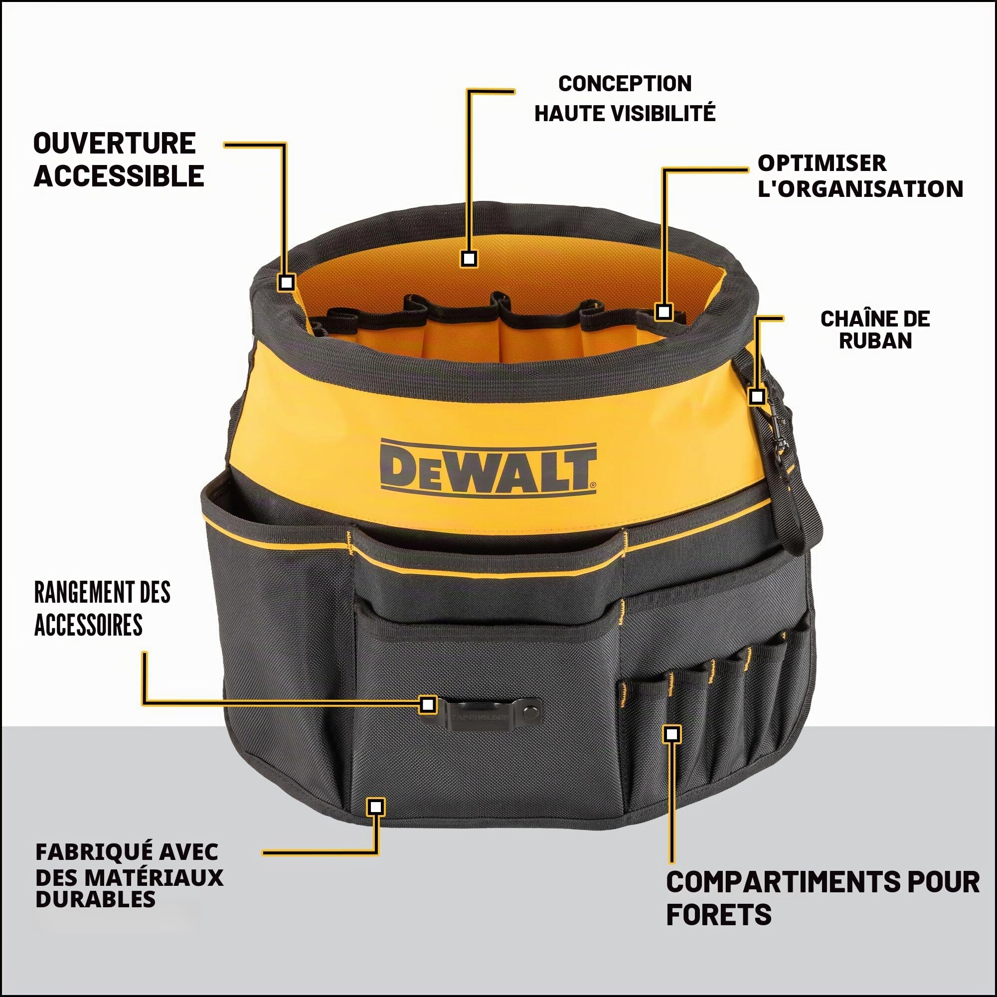DEWALT Organiseur à outils, 37 poches et boucles pour le rangement des outils, y compris une poche TOUGHCASE (DWST560109)