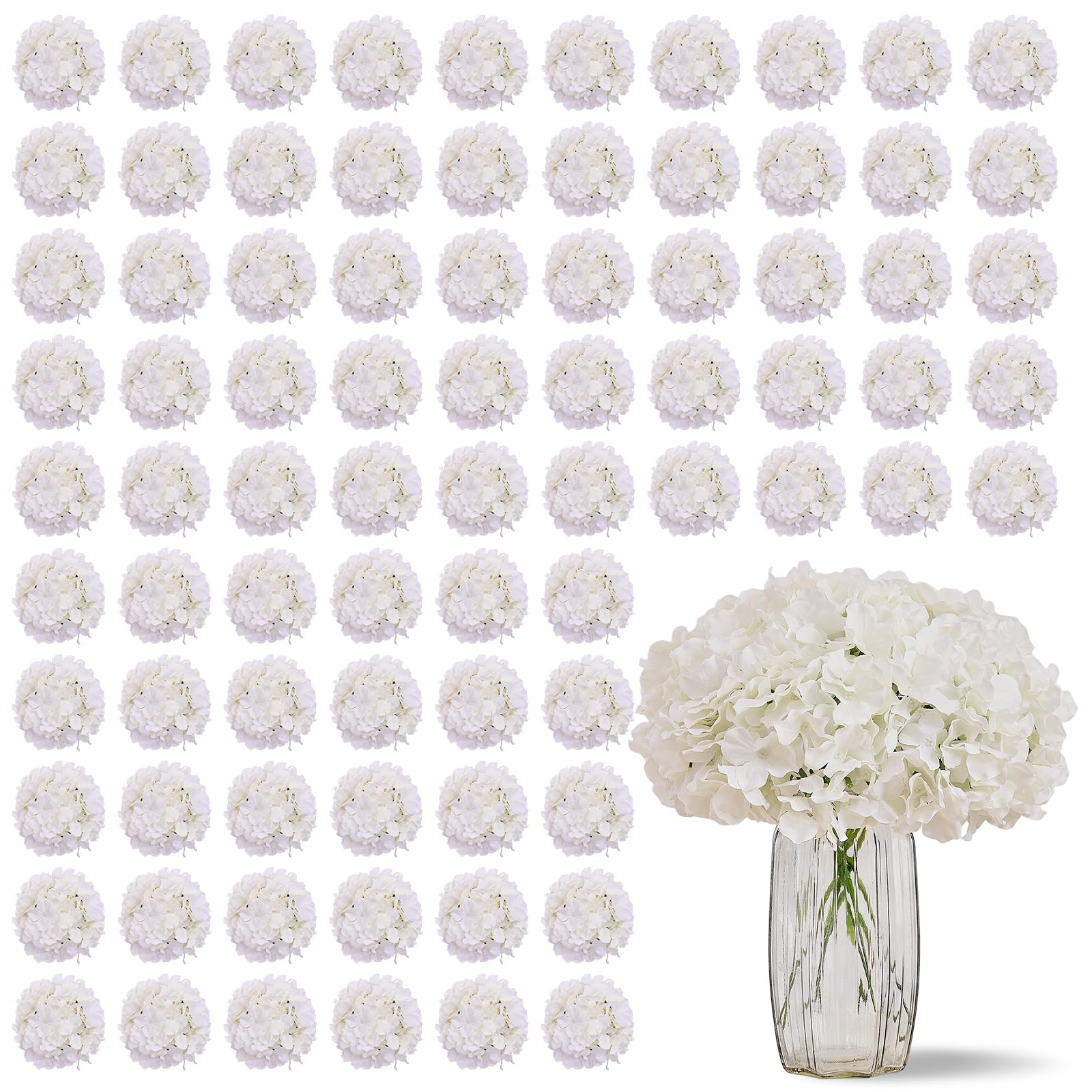 Photo 1 of KISLOHUM 100 PCS Ivory Hydrangea Artificial Flowers with Stems