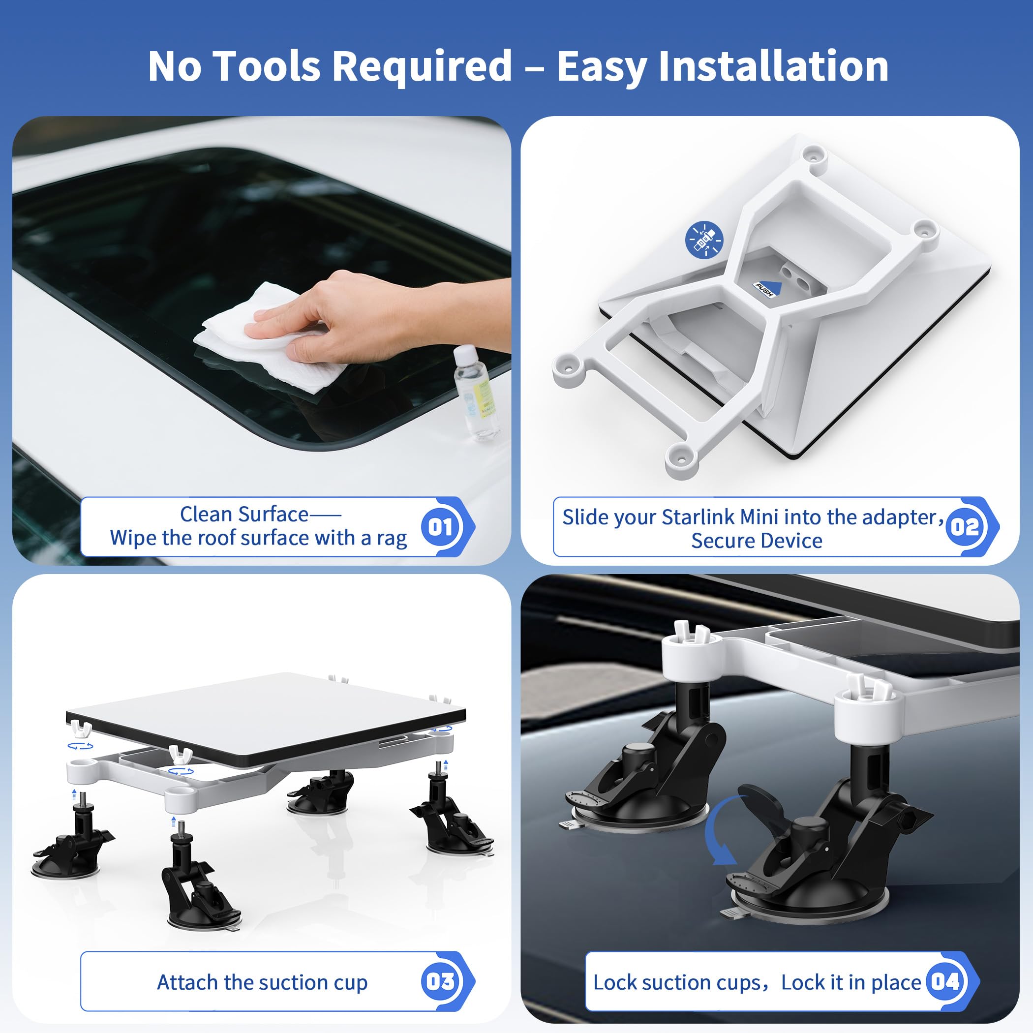 Hugener Starlink Mini Supporto per auto, Mini Starlink Accessori Ventosa per tettuccio apribile Starlink Mini Dish adatto per auto/SUV/RV/barca/camper