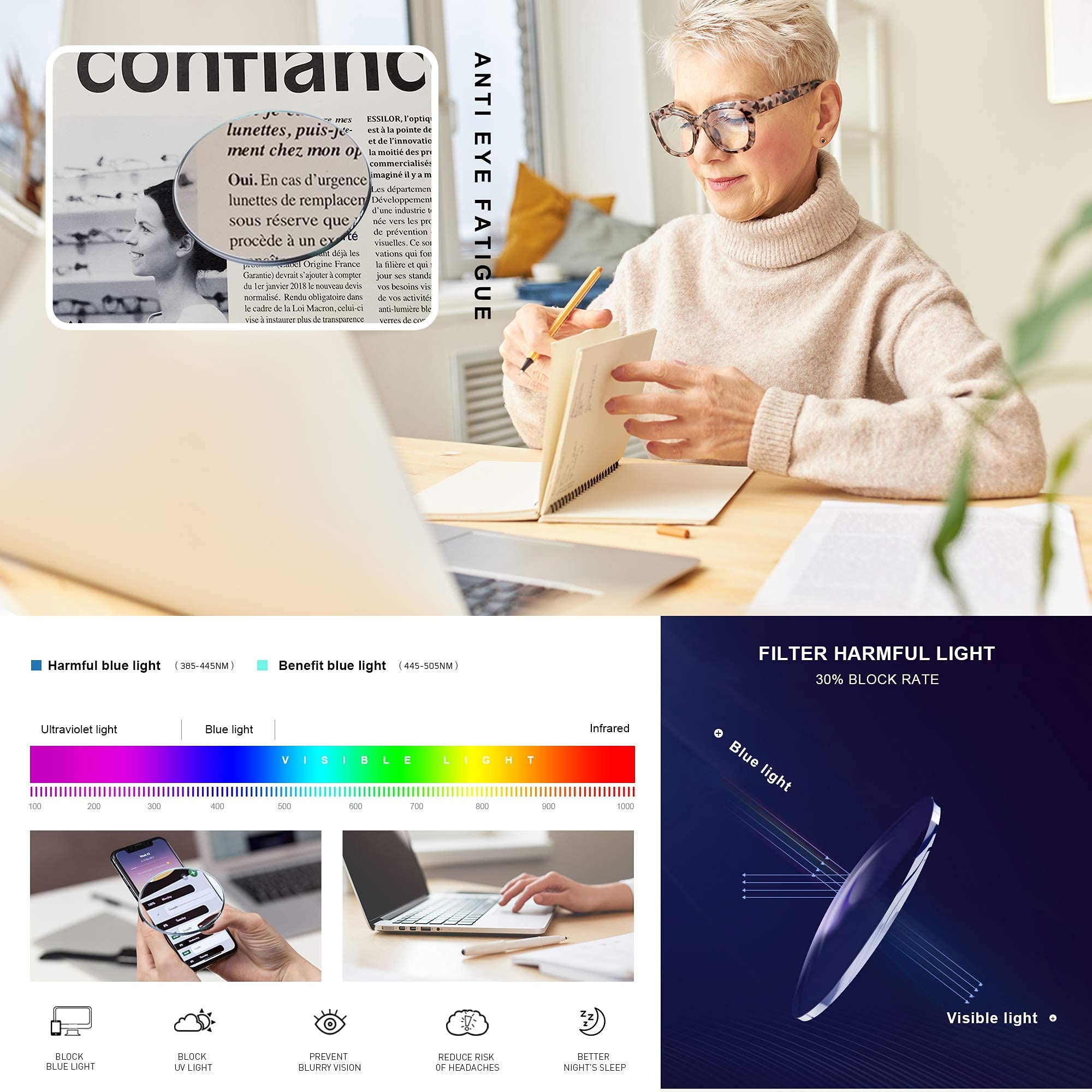 AMOMOMA Retro übergroße Lesebrille für Damen, blaues Licht, blockierend, Computerleser, Federscharnier AM6003, D2 braune Schildkröte