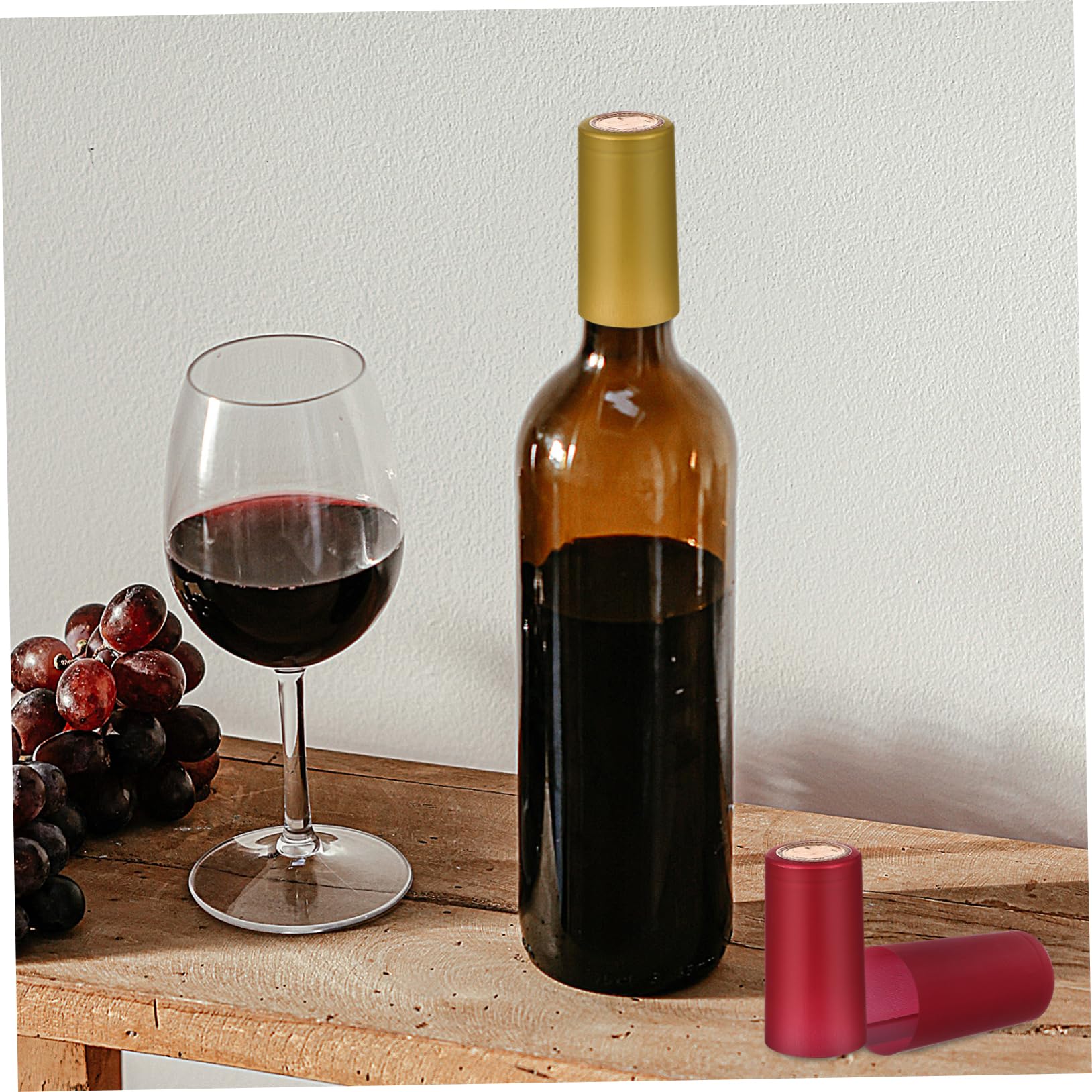 SOLUSTRE 200 Pcs Wine Bottle Seals Heat Shrink Capsules Bright Design for Wine Bottle Sealer Wineries