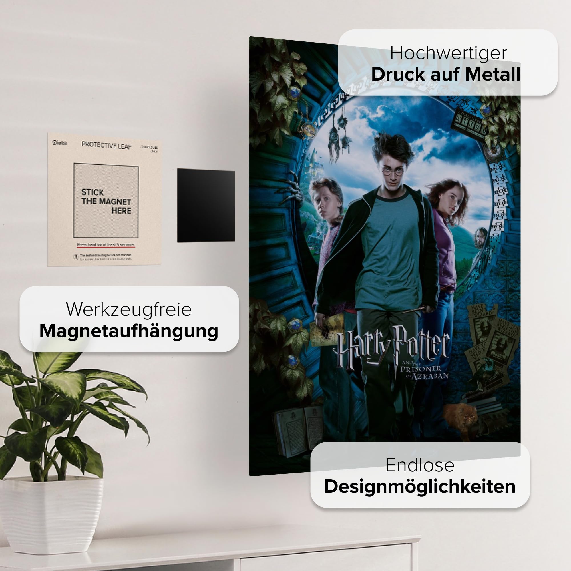 Displate Offiziell Harry Potter MetallPoster Magnetische Befestigung Inklusive Lizenziert Bilder Hochwertiges Poster Prisoner of Azkaban s - Harry Potter 3 45 cm x 32 cm