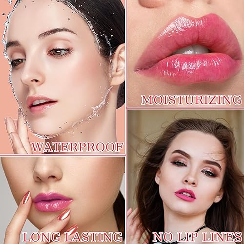 Miniatura 4 de CAHIUYOA 2 lápices labiales de flores de cristal, lápiz labial que cambia de color, lápiz labial mágico de gelatina, hidratante nutritivo de larga