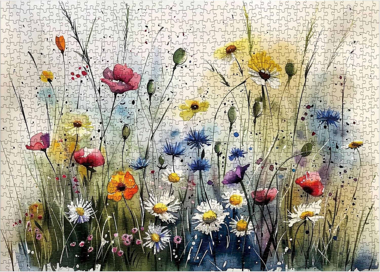 Spring Flower Puzzles for Adults 1000 Pieces, Nature Floral Jigsaw Puzzles, Beautiful Wildflower Art Puzzles