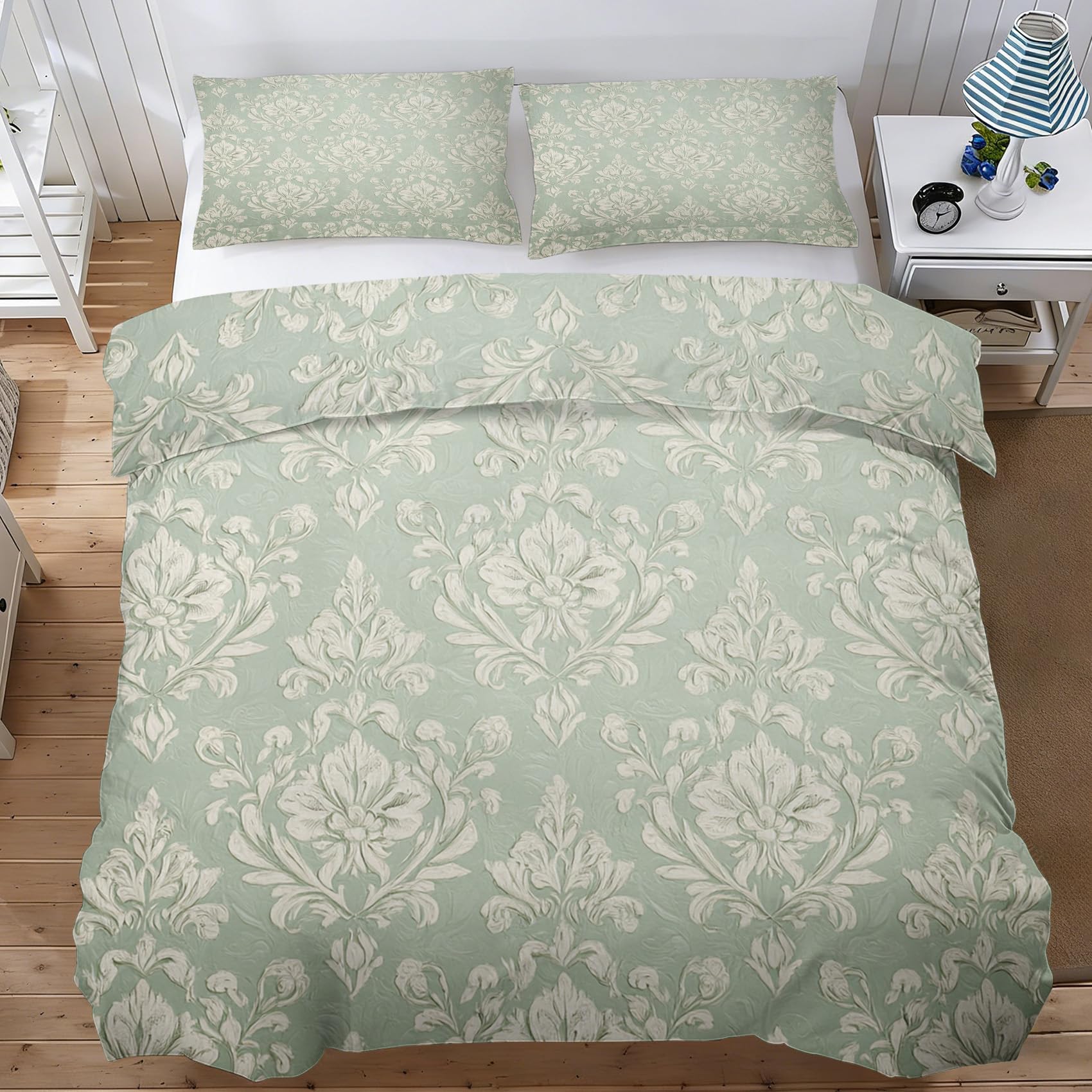 Housse de couette 160x200 victorien avec fermeture éclair pour lit sans pli