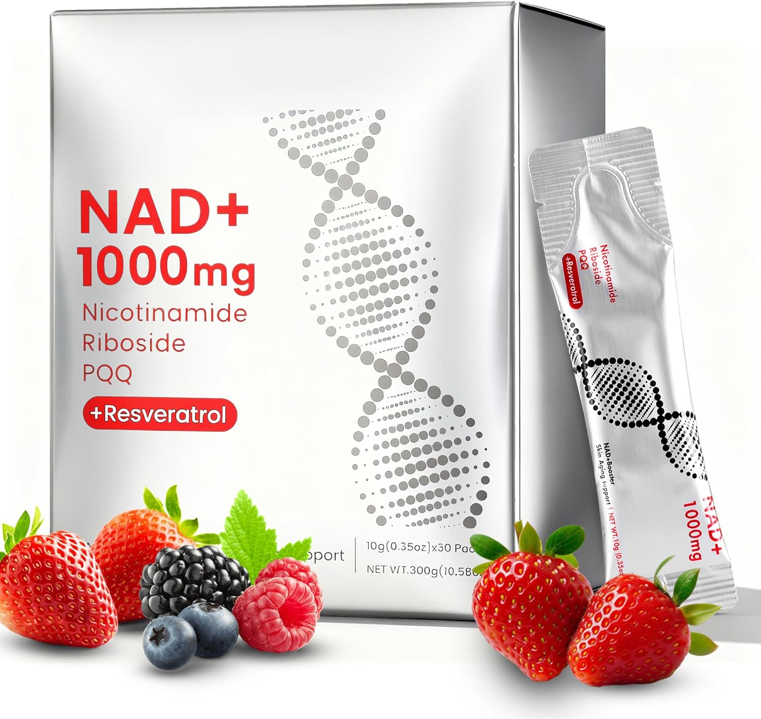 Liquid Supplement 1000mg, High-Potency Formula with Nicotinamide Riboside, Resveratrol & PQQ – Supports Cellular Energy, Focus & Healthy Aging, 1 Pack