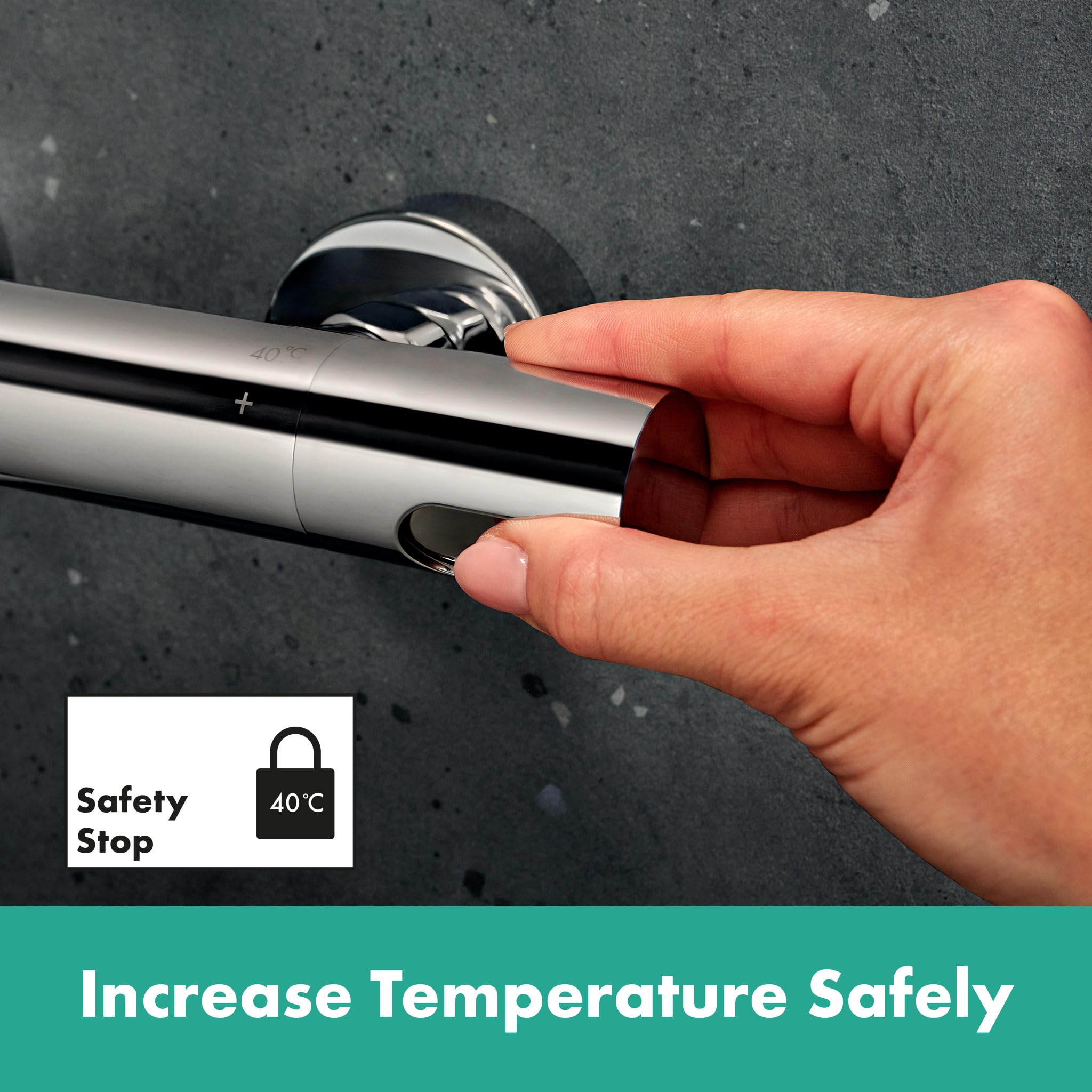 hansgrohe Ecostat Fine - Wannenthermostat Aufputz, Wannenarmatur mit Sicherheitssperre (SafetyStop) bei 40° C, Thermostat für die Badewanne, Mischbatterie für 2 Verbraucher, Chrom, 13325000