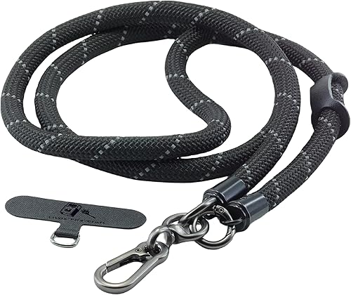 Little Fire Craft Cell Phone Lanyard Crossbody Rope Around the Neck Wrist Strap for Most Smartphone Case Headset Keychain Offices ID - Black Black
