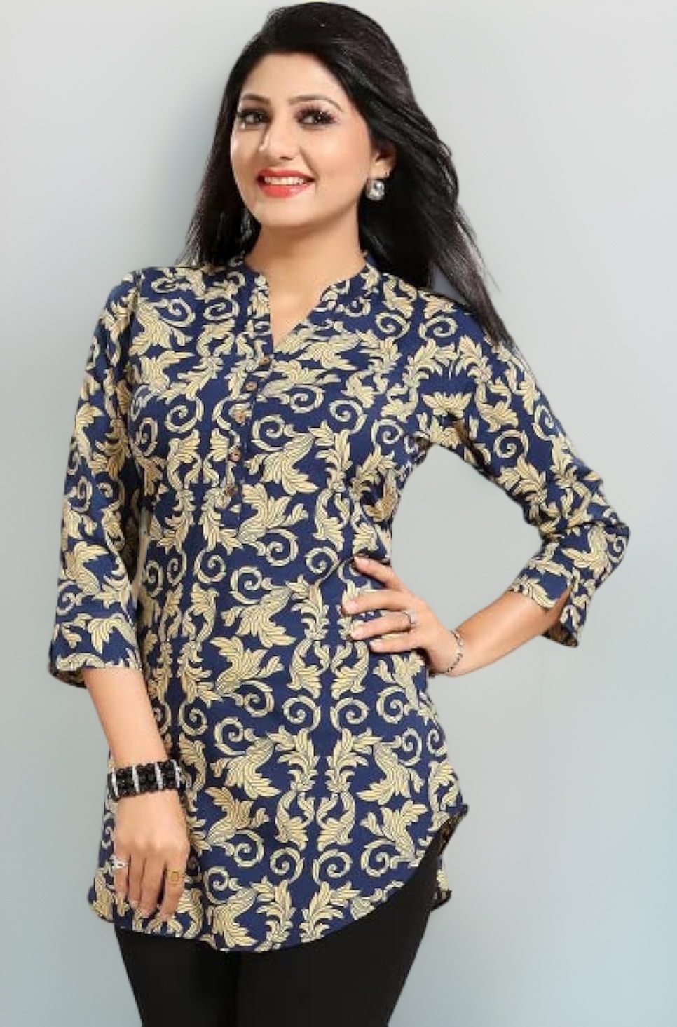 Keshubaba Women's Polyester Crepe Short Tunic Top | short kurti for jeans for women |kurti tops | short kurti | short kurti for women | short kurti for girls