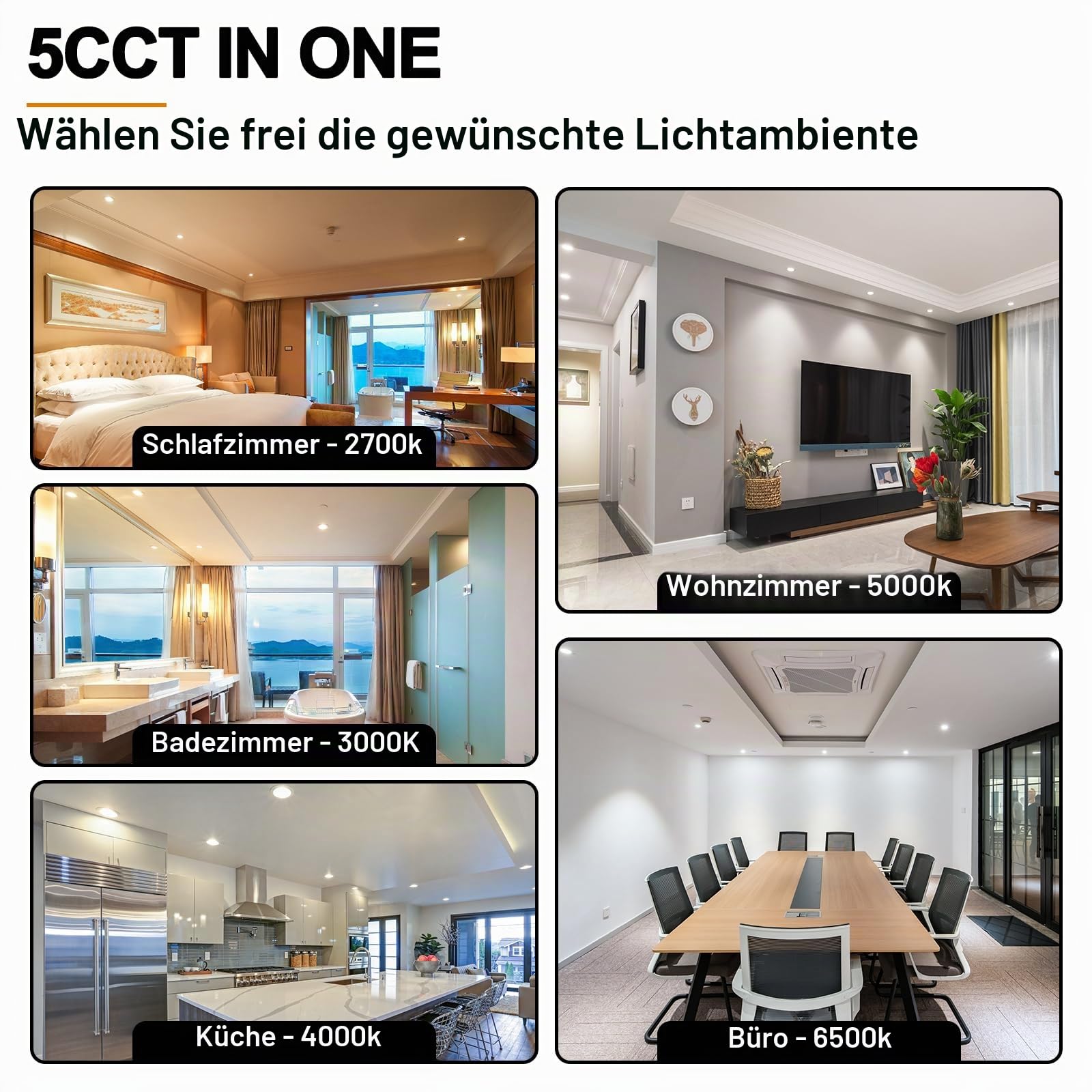 ChangM LED Einbaustrahler RGBW mit Fernbedienung 7W, LED Spots 230V Deckenspots IP44 Einbauspots Flach 2700K-6000K Dimmbar mit Farbwechsel Für Badezimmer Küche 3inch 68mm-85mm 12er-Pack