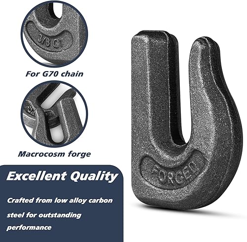 Miniatura 4 de HANDRERLEE Paquete de 8 ganchos de agarre de cadena de soldadura, G70 de 38 pulgadas, ganchos de agarre soldables resistentes para tractores,