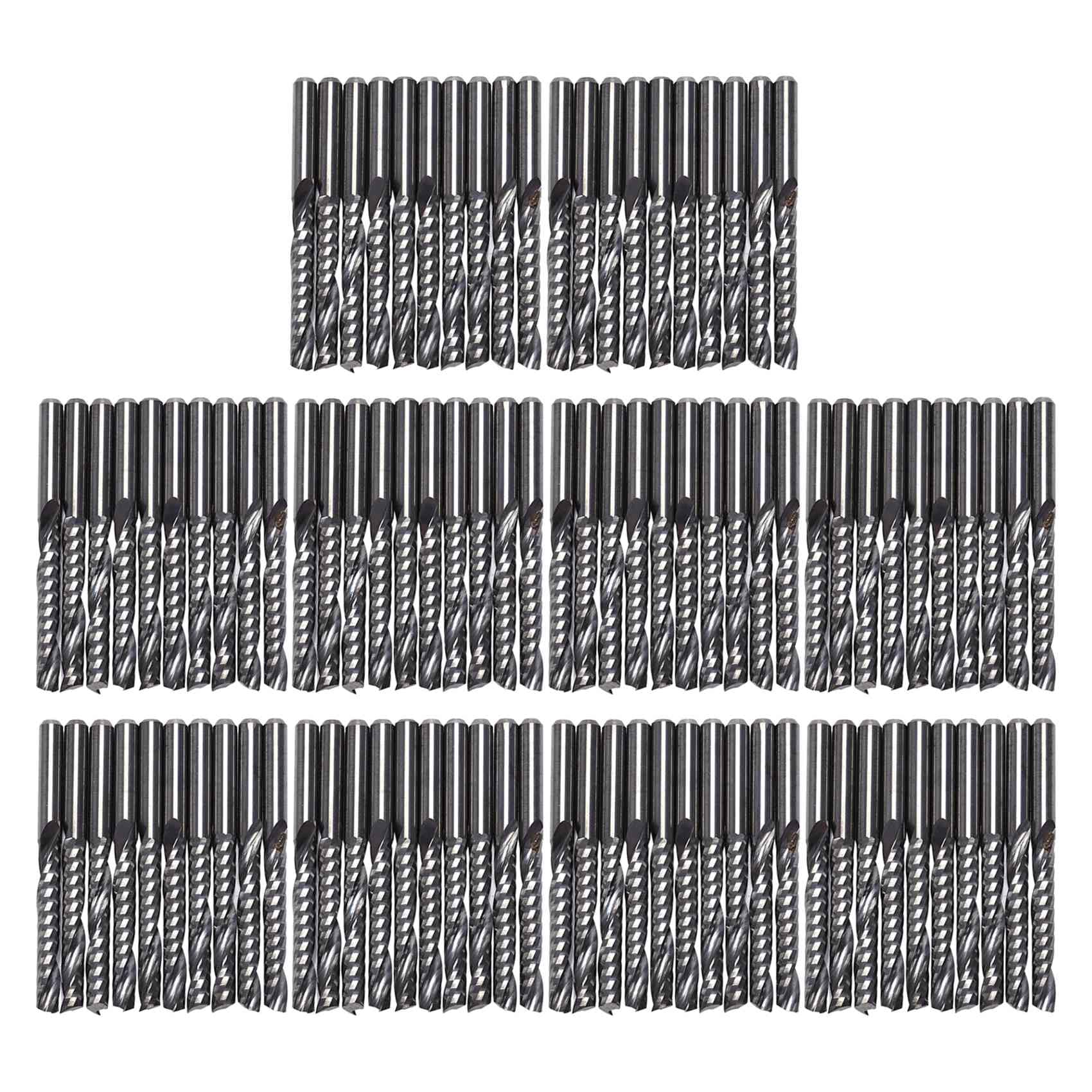 Jnchdghwa Silver 100Pcs Cnc Router Bits 3.175 X 22Mm Single Flute Spiral Carbide Cnc Router Bits Milling Cutter