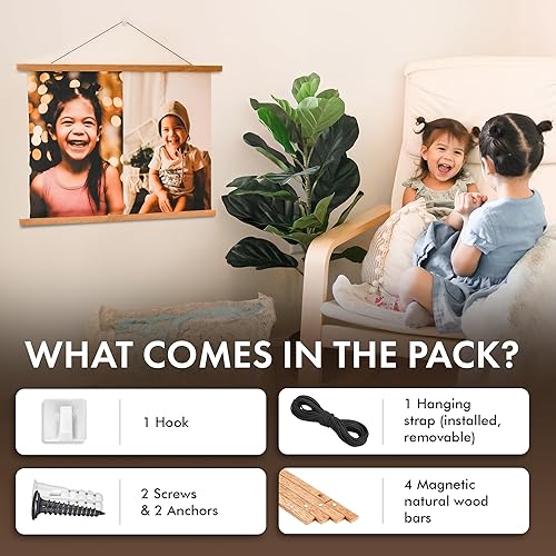 Miniatura 6 de Marco magnético para colgar pósteres, madera de alta calidad, imanes extrafuertes, instalación rápida y fácil, kit completo para colgar en pared,