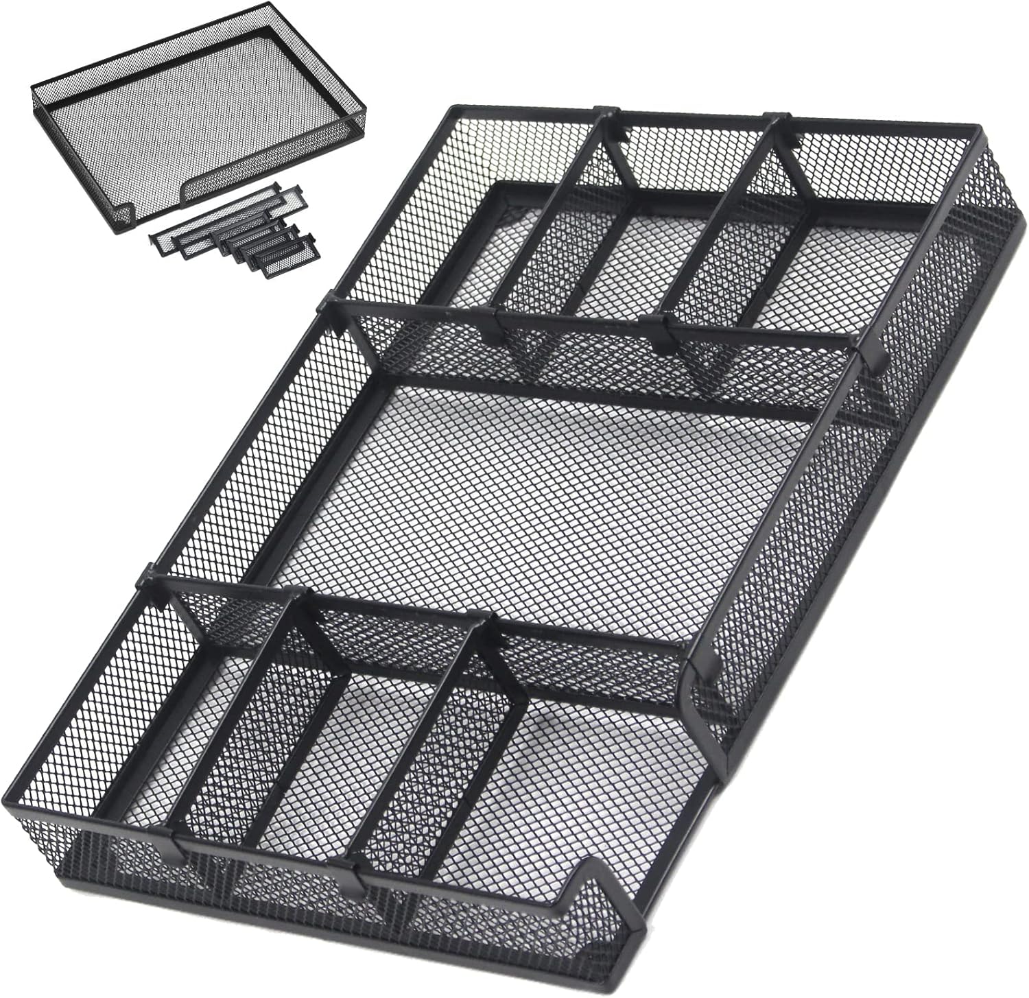 HurLuksi Desk Drawer Organizer Tray, Mesh Desk Tidy, Office Desk