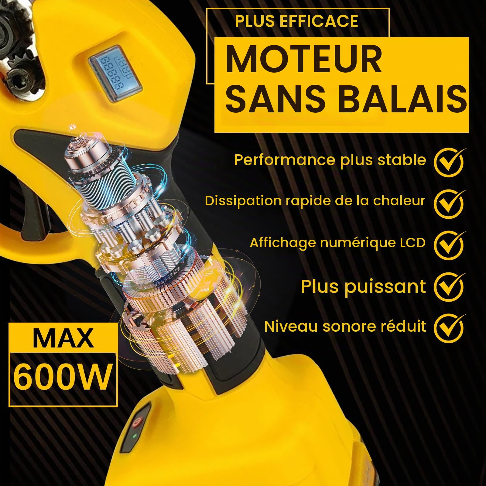 Sécateur Électrique Sans Fil Brushless, Diamètre de Coupe de 55 mm